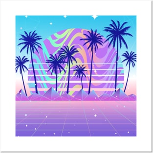 Pastel Palm Sunset Vaporwave Posters and Art
